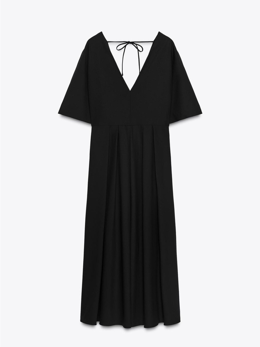 ZARA - ZW Collection Black V-Neck Maxi Dress with Back Tie